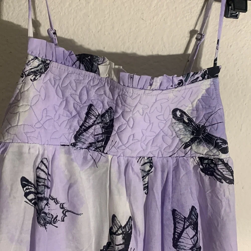 Anthropologie Daphne Quilted-Top Maxi Dress Loungewear Butterflies Lilac - Picture 5 of 6
